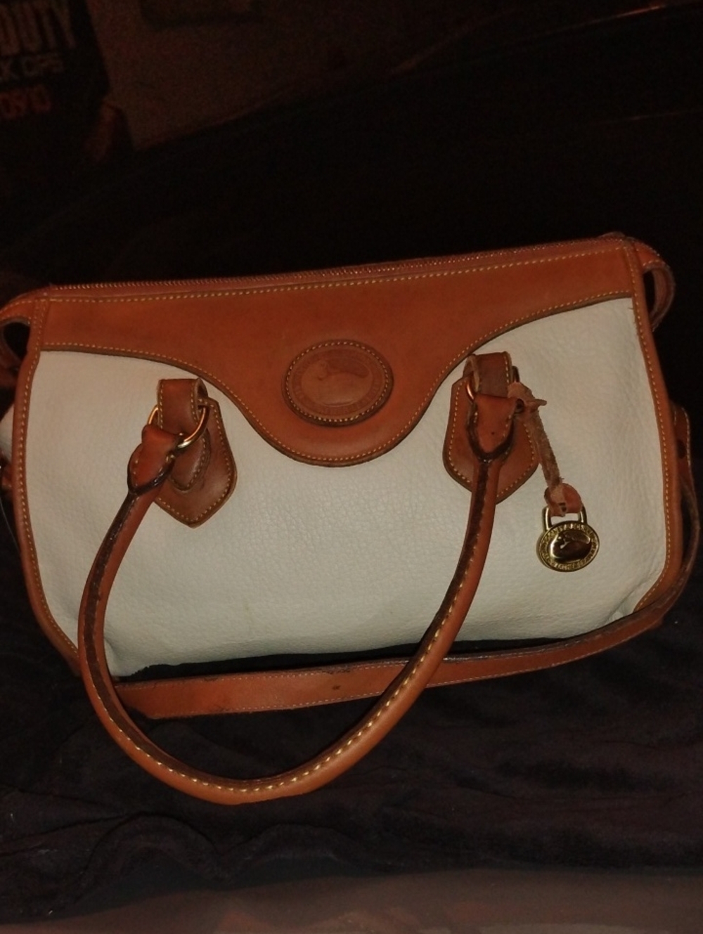 Dooney & Bourke Cream and Tan Leather Satchel